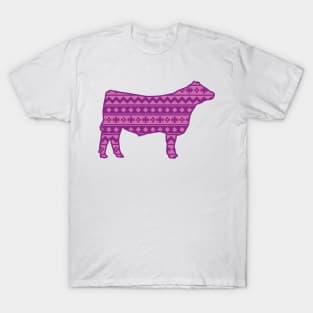 Show Steer Livestock with Pink Southwest Pattern T-Shirt